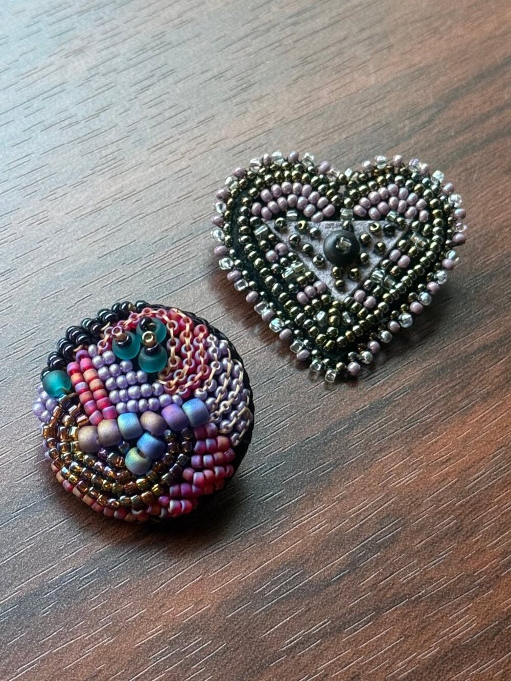 Unique Y2K Art Fair Hand Beaded Pin Set in Purple and Pink